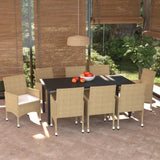 vidaXL 3-delige Tuinset met kussens poly rattan zwart
