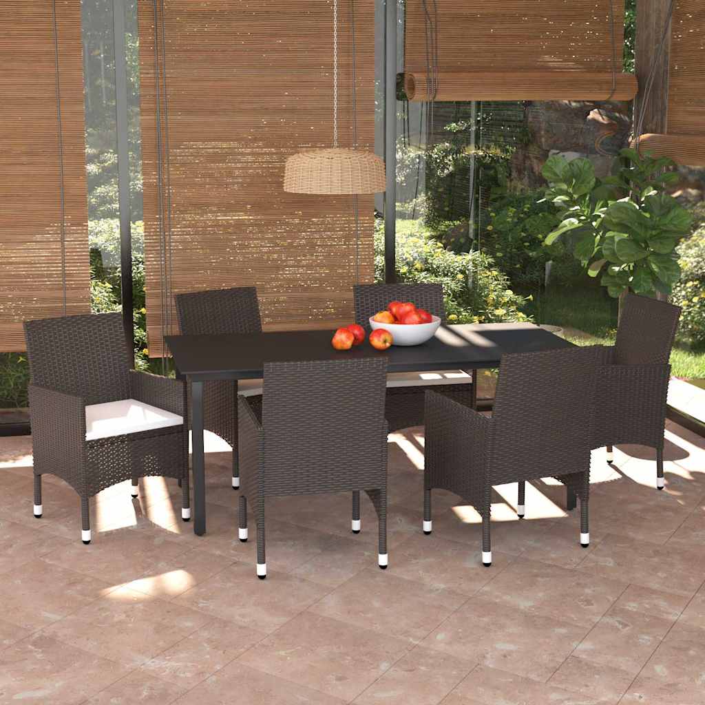 vidaXL 3-delige Tuinset met kussens poly rattan zwart
