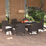 vidaXL 3-delige Tuinset met kussens poly rattan zwart