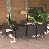vidaXL 3-delige Tuinset met kussens poly rattan zwart