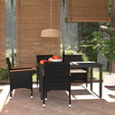 vidaXL 3-delige Tuinset met kussens poly rattan zwart