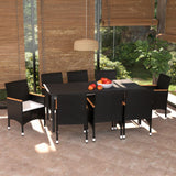 vidaXL 3-delige Tuinset met kussens poly rattan zwart