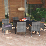 vidaXL 3-delige Tuinset met kussens poly rattan zwart