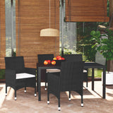 vidaXL 3-delige Tuinset met kussens poly rattan zwart