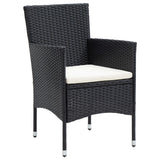 vidaXL 3-delige Tuinset met kussens poly rattan zwart