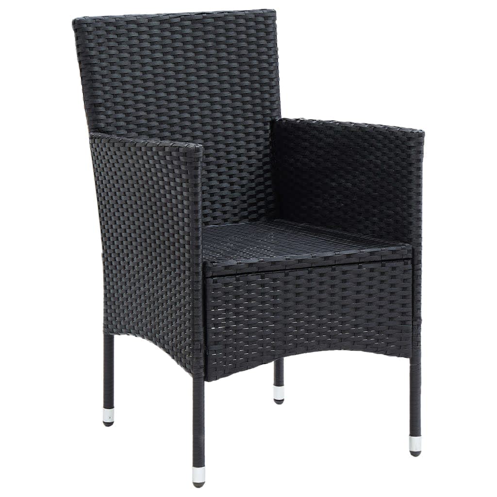 vidaXL 3-delige Tuinset met kussens poly rattan zwart