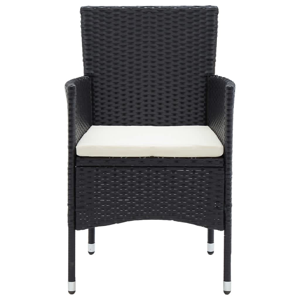 vidaXL 3-delige Tuinset met kussens poly rattan zwart