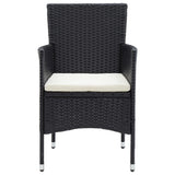 vidaXL 3-delige Tuinset met kussens poly rattan zwart