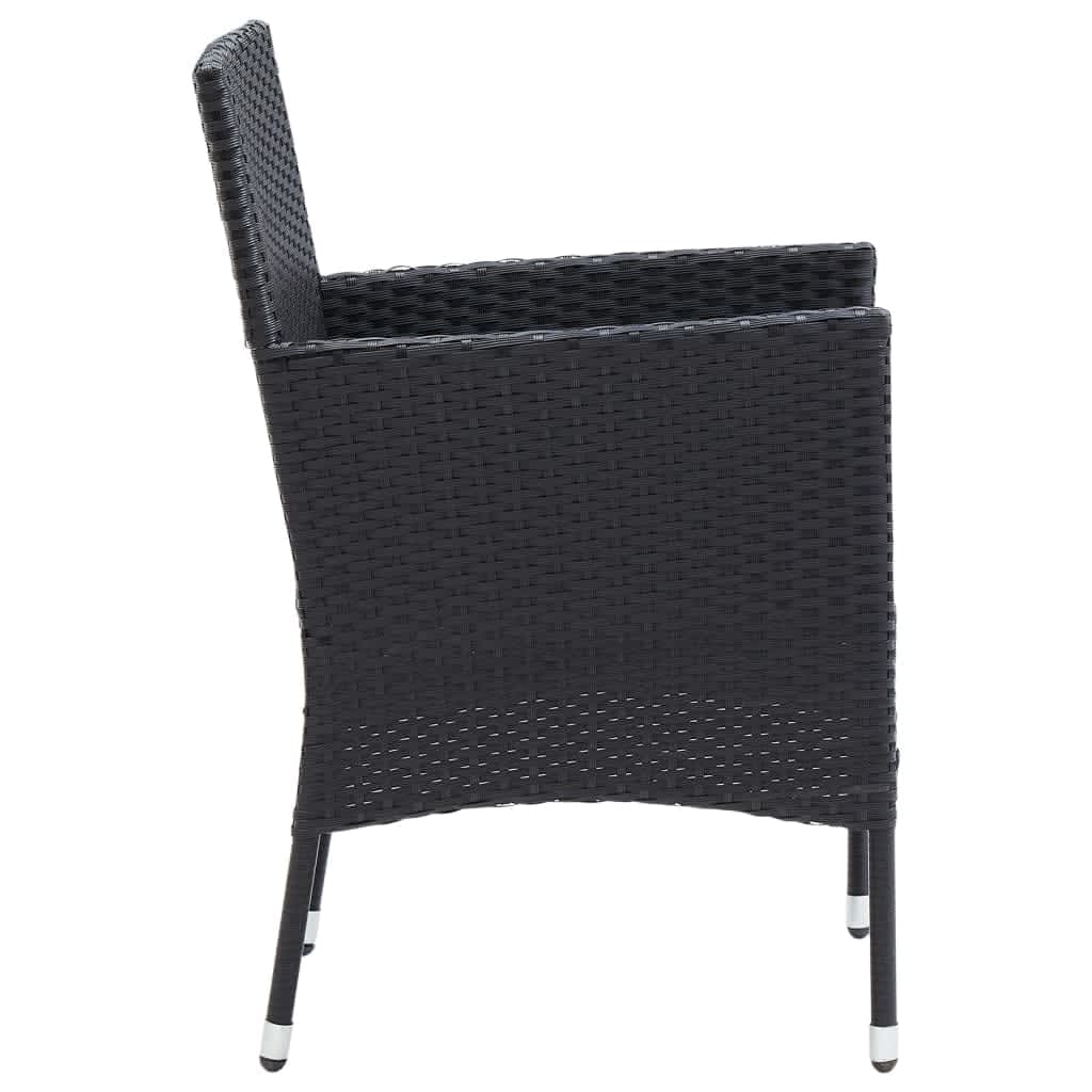 vidaXL 3-delige Tuinset met kussens poly rattan zwart