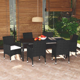 vidaXL 3-delige Tuinset met kussens poly rattan zwart
