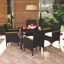 vidaXL 3-delige Tuinset met kussens poly rattan zwart
