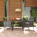 vidaXL 3-delige Tuinset met kussens poly rattan zwart