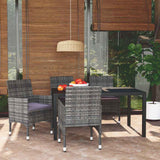 vidaXL 3-delige Tuinset met kussens poly rattan zwart