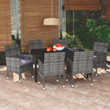 vidaXL 3-delige Tuinset met kussens poly rattan zwart