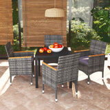 vidaXL 3-delige Tuinset met kussens poly rattan zwart