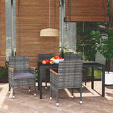 vidaXL 3-delige Tuinset met kussens poly rattan zwart