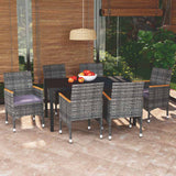 vidaXL 3-delige Tuinset met kussens poly rattan zwart