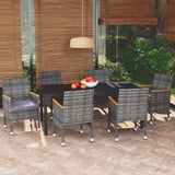 vidaXL 3-delige Tuinset met kussens poly rattan zwart
