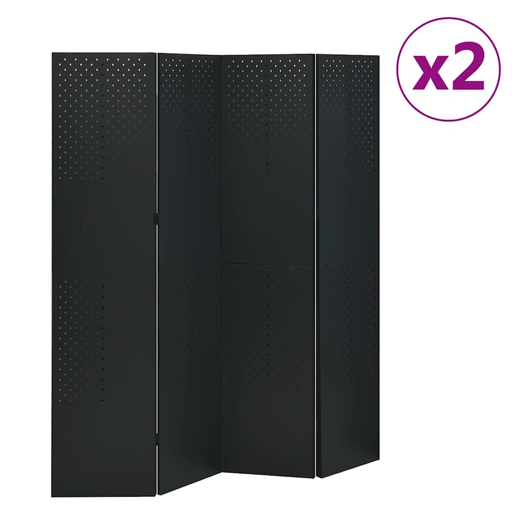 vidaXL Kamerschermen 2 st met 4 panelen 160x180 cm staal zwart