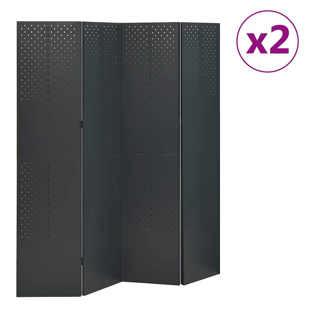 vidaXL Kamerschermen 2 st met 4 panelen 160x180 cm staal zwart