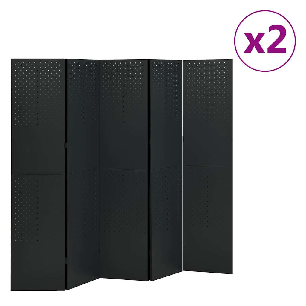 vidaXL Kamerschermen 2 st met 4 panelen 160x180 cm staal zwart