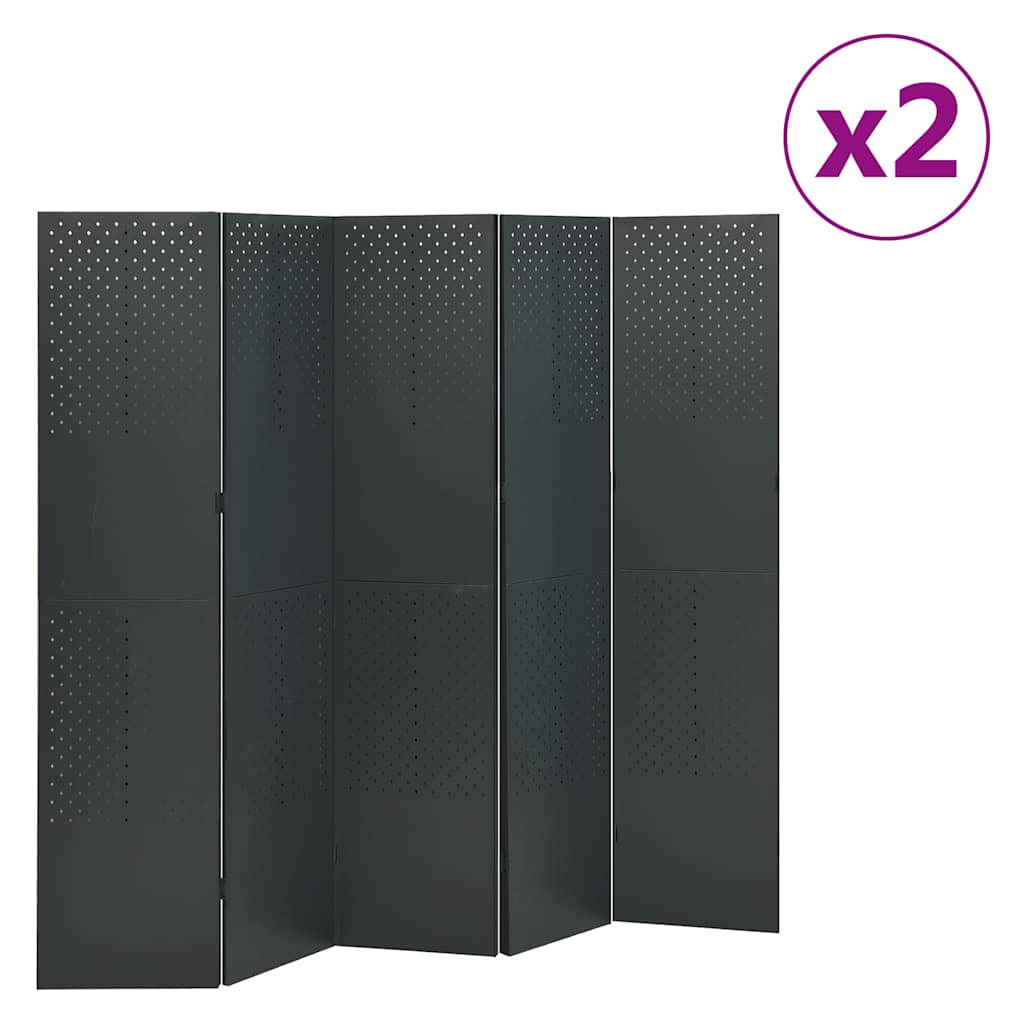 vidaXL Kamerschermen 2 st met 4 panelen 160x180 cm staal zwart