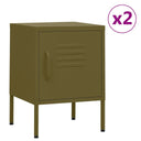 vidaXL Nightstands 2 pcs 35x35x51 cm steel olive green
