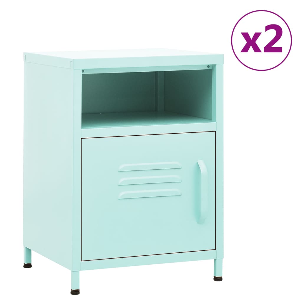 vidaXL Nachtkastjes 2 st 35x35x51 cm staal mosterdgeel