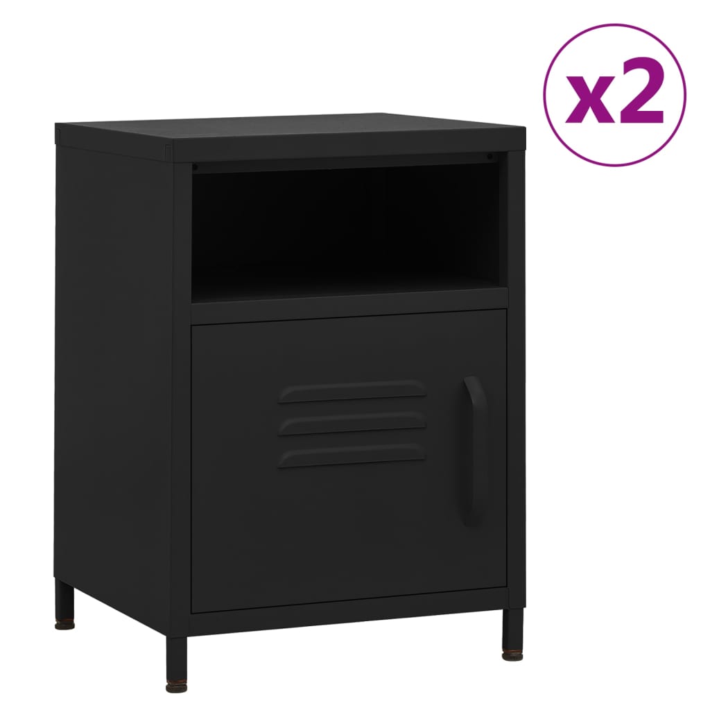 vidaXL Nachtkastjes 2 st 35x35x51 cm staal mosterdgeel