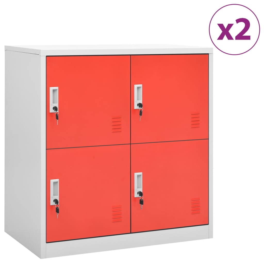 vidaXL Lockerkasten 2 st 90x45x92,5 cm staal lichtgrijs