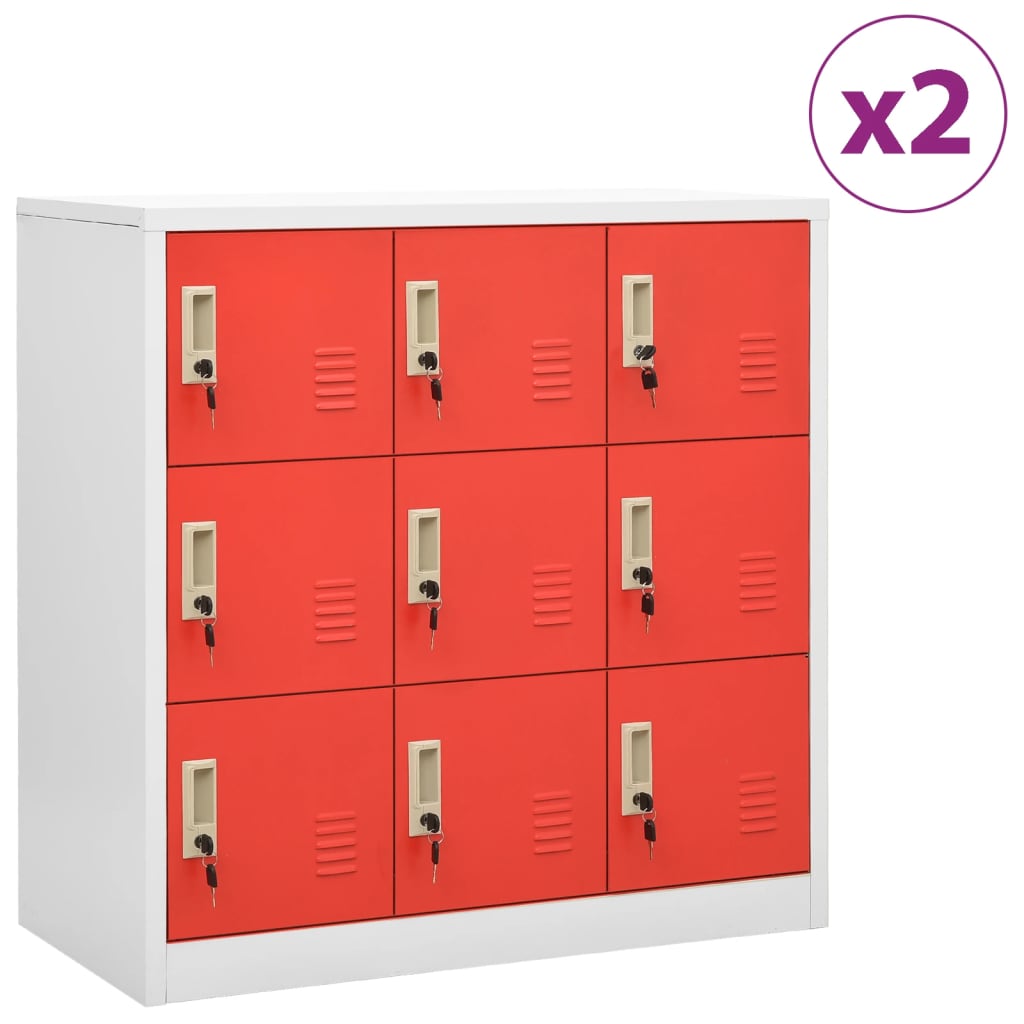 vidaXL Lockerkasten 2 st 90x45x92,5 cm staal lichtgrijs