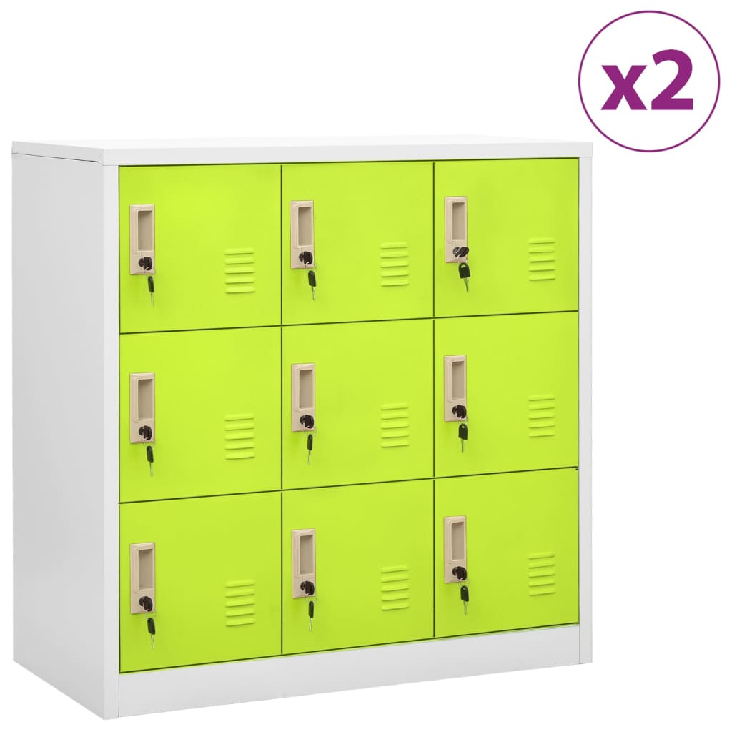 vidaXL Lockerkasten 2 st 90x45x92,5 cm staal lichtgrijs