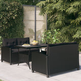 vidaXL 3-delige Tuinset met kussens poly rattan grijs