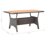 vidaXL 3-delige Tuinset met kussens poly rattan grijs