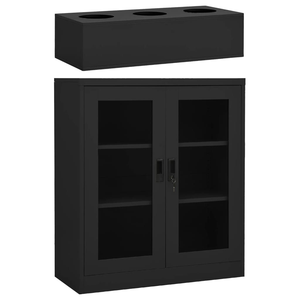 vidaXL Office Cabinet with Planter 90x40x128 cm Steel Light Grey