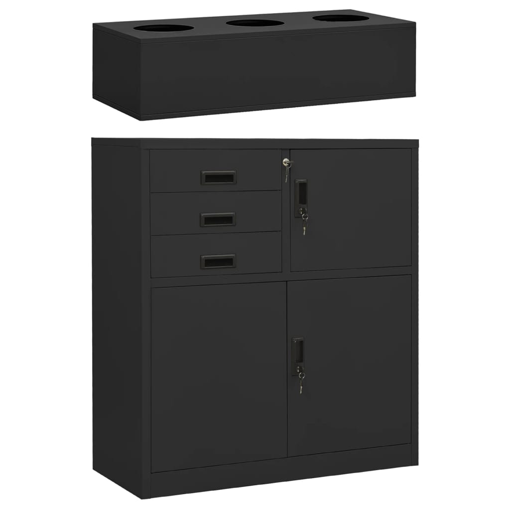 vidaXL Office Cabinet with Planter 90x40x125 cm Steel Anthracite