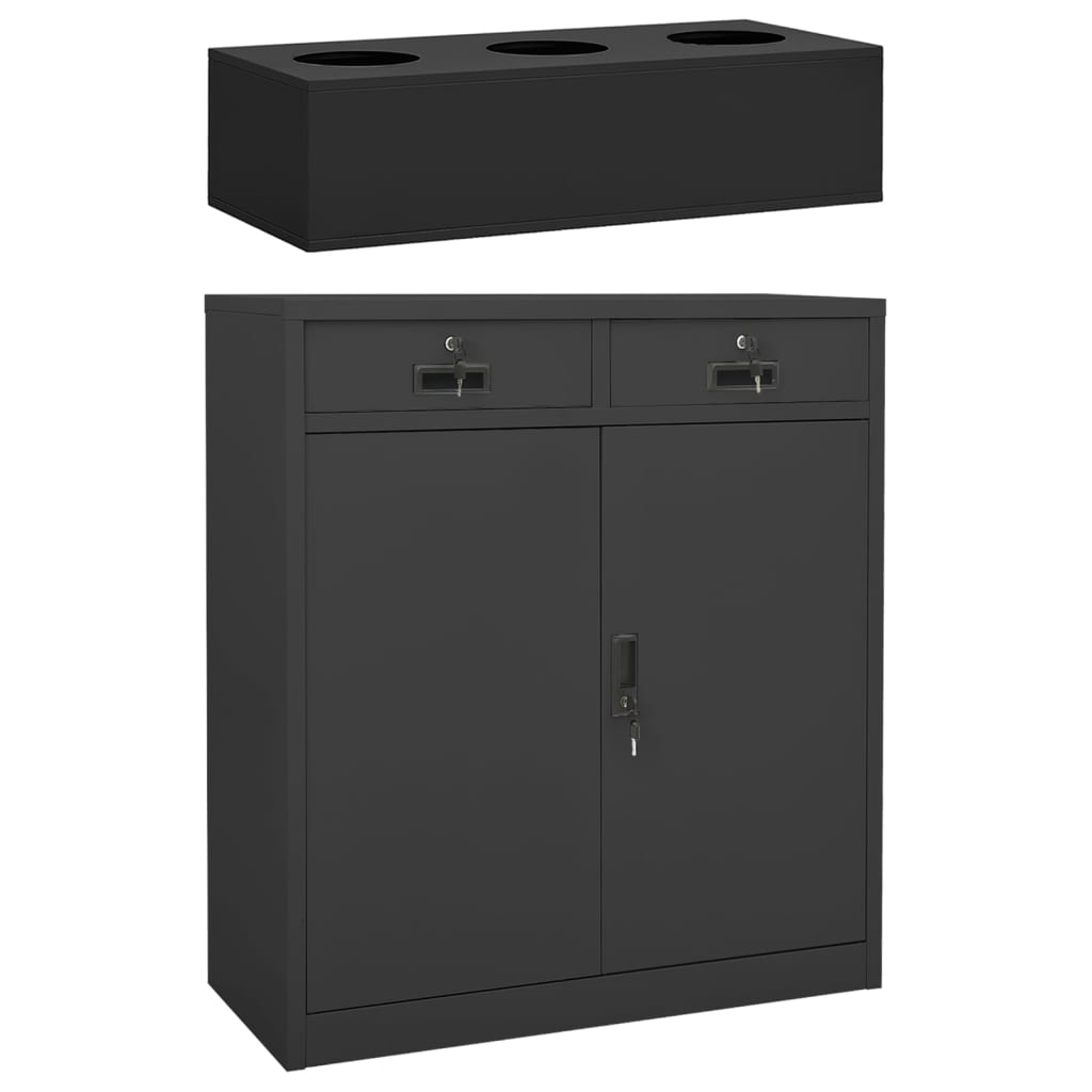 vidaXL Office Cabinet with Planter 90x40x125 cm Steel Anthracite