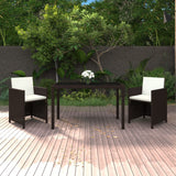 vidaXL 3-delige Tuinset met kussens poly rattan zwart