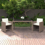 vidaXL 3-delige Tuinset met kussens poly rattan zwart