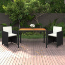 vidaXL Ensemble de jardin 3 pièces avec coussins en poly rotin noir