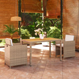 vidaXL 3-delige Tuinset met kussens poly rattan zwart