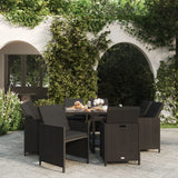 vidaXL 5-delige Tuinset met kussens poly rattan zwart