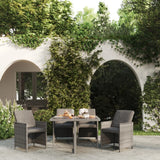 vidaXL 5-delige Tuinset met kussens poly rattan zwart