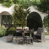 vidaXL 5-delige Tuinset met kussens poly rattan zwart