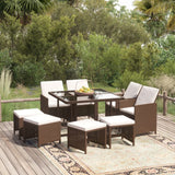 vidaXL 5-delige Tuinset met kussens poly rattan zwart
