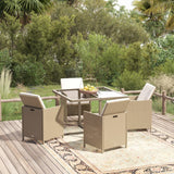 vidaXL 5-delige Tuinset met kussens poly rattan zwart