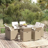 vidaXL 5-delige Tuinset met kussens poly rattan zwart