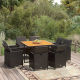 vidaXL 5-delige Tuinset met kussens poly rattan zwart