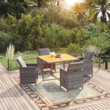 vidaXL 5-delige Tuinset met kussens poly rattan zwart