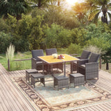 vidaXL 5-delige Tuinset met kussens poly rattan zwart